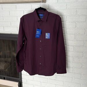 Men’s Medium No-Iron Wine Colored Button Down Dress Shirt
